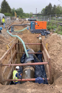 Entwässerungspumpe rettet termingerechten Austausch von Trinkwasser-Transportleitung